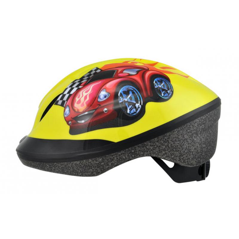 Купить Шлем Longus детский FUNN 2.0 желтый Red Car, разм 48-54см